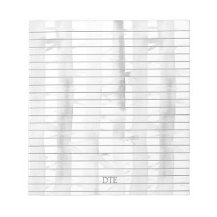 Birch Trees Grey Lined Monogram Personalised Notepad