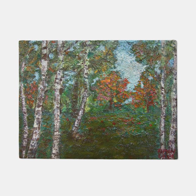 Birch Trees in a Romanian Woodland (Kimon Loghi) Doormat (Front)