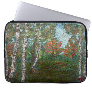 Birch Trees in a Woodland Forest (by Kimon Loghi) Laptop Sleeve
