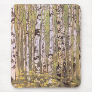 Birch Trees in a Woodland Forest (Roerich) Mouse Mat