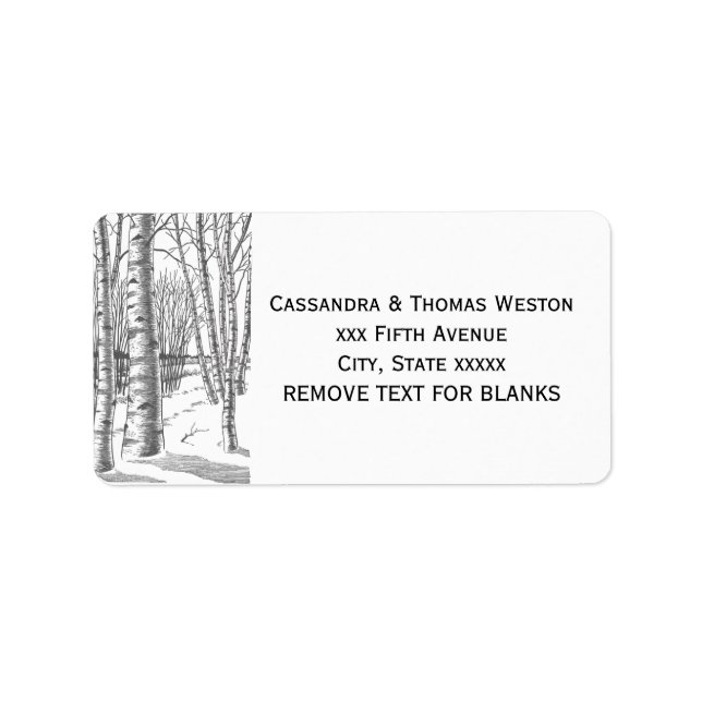 Birch Trees In Winter Christmas Xmas Label (Front)