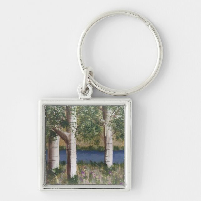 Birch Trees keychain (Front)
