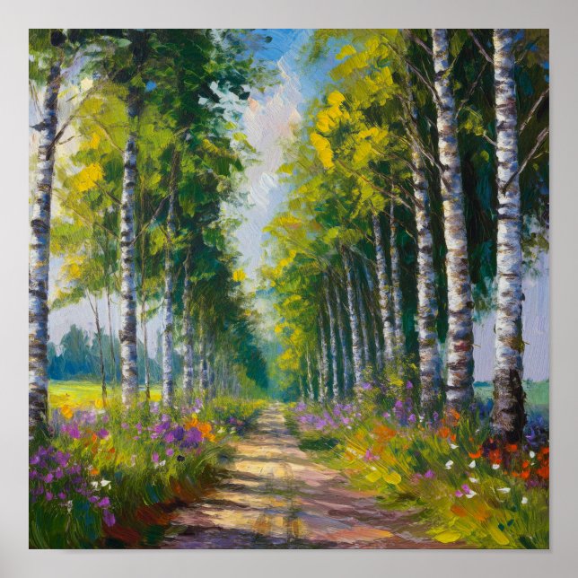 Birch Trees Lane Poster (Front)
