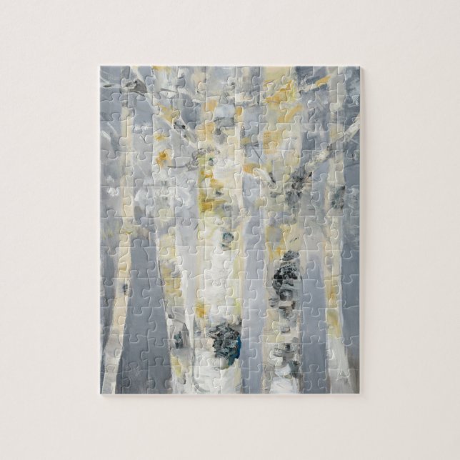 Birch Trees On Grey Background 6 Jigsaw Puzzle (Vertical)