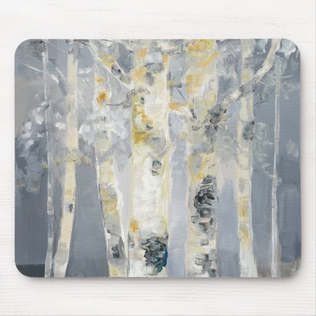 Birch Trees On Grey Background 6 Mouse Mat (Front)