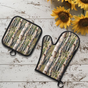 Birch Trees Oven Mitt & Pot Holder Set