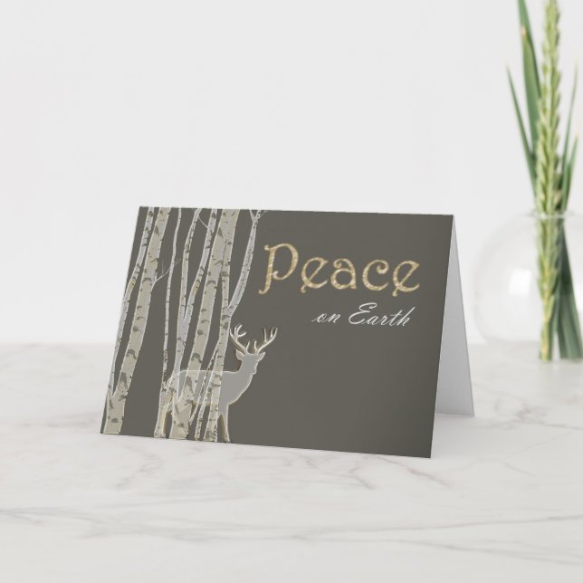 Birch Trees Peace Custom Christmas Card (Front)