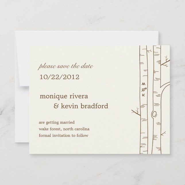 Birch Trees Save The Date Announcement - Sketchy (Front)