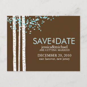Birch Trees Save the Date Wedding Announcement Postcard