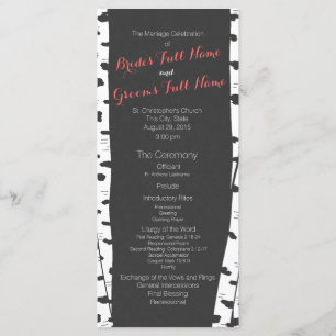 Birch Trees Slate Grey Wedding Program Programme