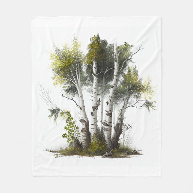 Birch Trees, The Birches Northern Ireland Fleece Blanket (Front)
