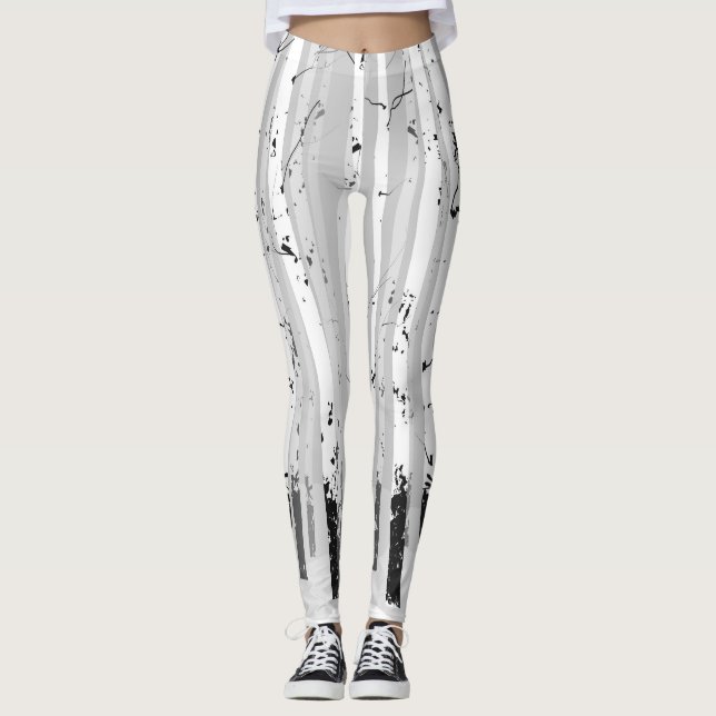 Birch Trees Vintage Horizontal Background Leggings (Front)