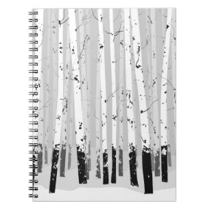 Birch Trees Vintage Horizontal Background Notebook