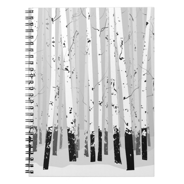 Birch Trees Vintage Horizontal Background Notebook (Front)