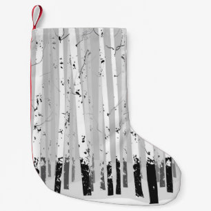 Birch Trees Vintage Horizontal Background Small Christmas Stocking