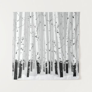 Birch Trees Vintage Horizontal Background Tapestry