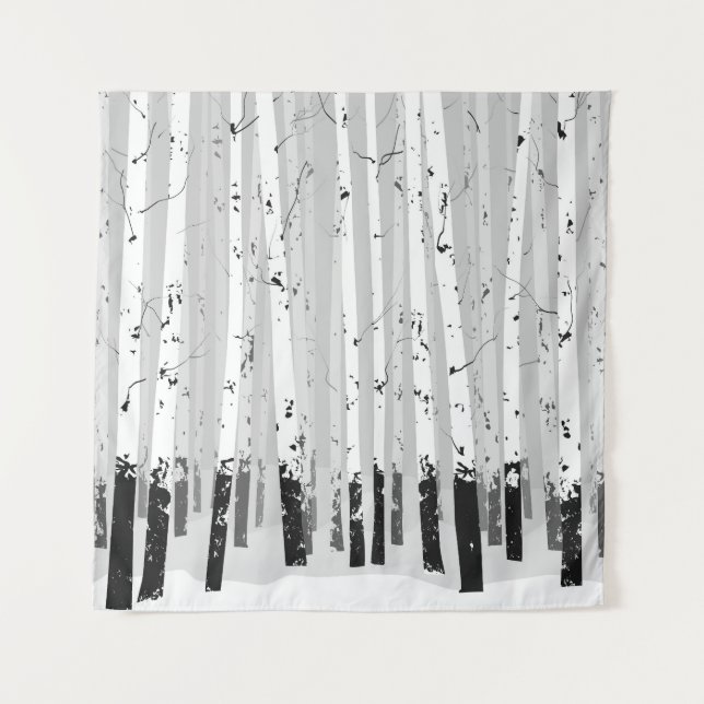 Birch Trees Vintage Horizontal Background Tapestry (Front)