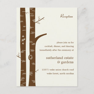 Birch Trees Wedding Reception Card - Almond