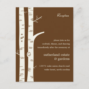 Birch Trees Wedding Reception Card - Chocolate