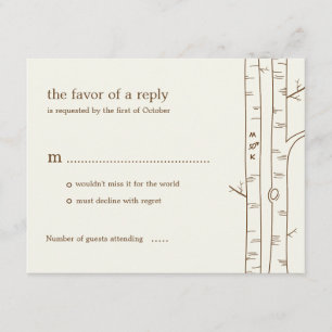 Birch Trees Wedding RSVP Card - Sketchy