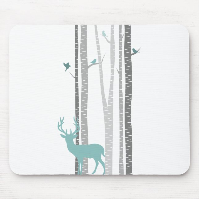 Birch Trees with Deer Mouse Mat (Front)