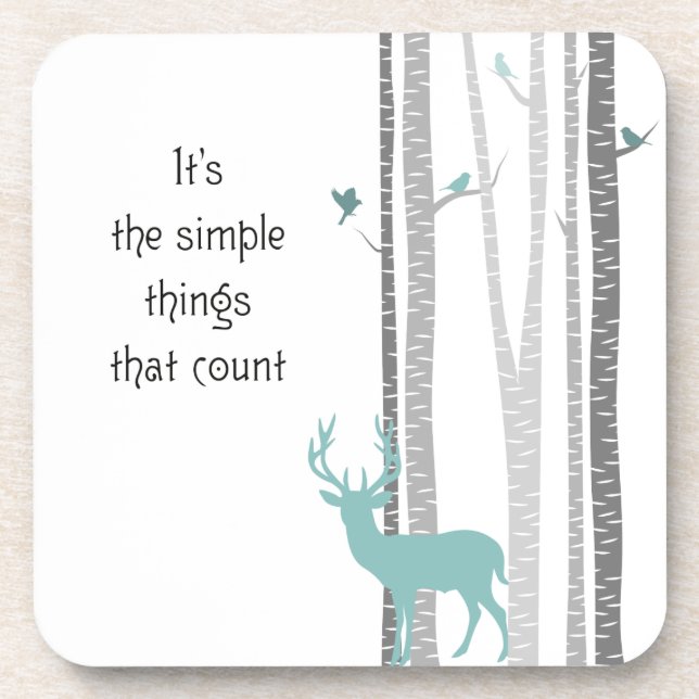 Birch Trees with Deer Simple Things Count Coaster (Front)