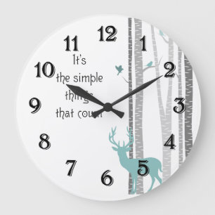 Birch Trees with Deer Simple Things Count Large Clock