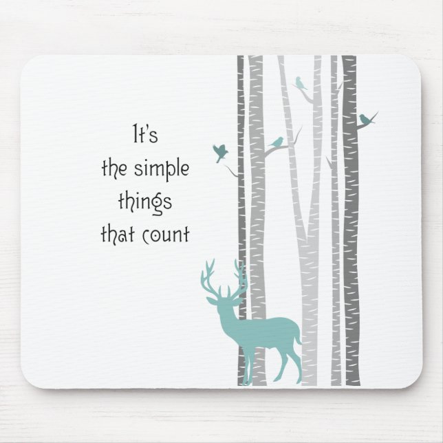 Birch Trees with Deer Simple Things Count Mouse Mat (Front)