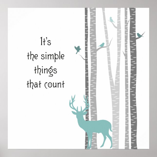Birch Trees with Deer Simple Things Count Poster (Front)