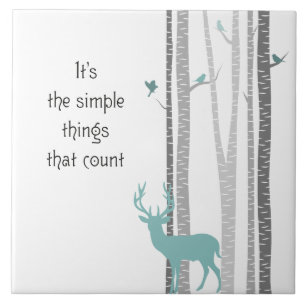 Birch Trees with Deer Simple Things Count Tile