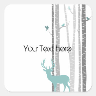 Birch Trees with Deer Square Sticker