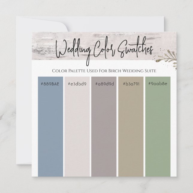 Birch Wedding Colour Pallette Invitation (Front)