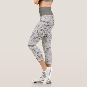 Birch White and Gray Pattern Capri Leggings
