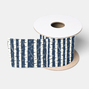 Birch Winter Wonderland Pattern Satin Ribbon