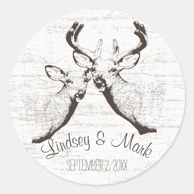 Birch Wood Deer Classic Round Sticker (Front)