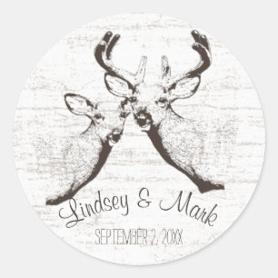 Birch Wood Deer Classic Round Sticker