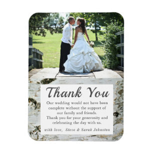 Birch Wood Tree Bark Wedding Photo Thank You Magnet