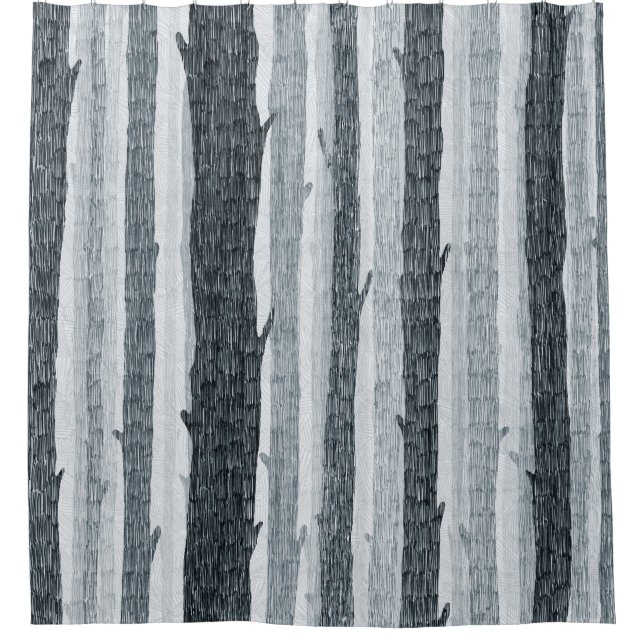 Birch wood trees, seamless background pattern. shower curtain (Front)