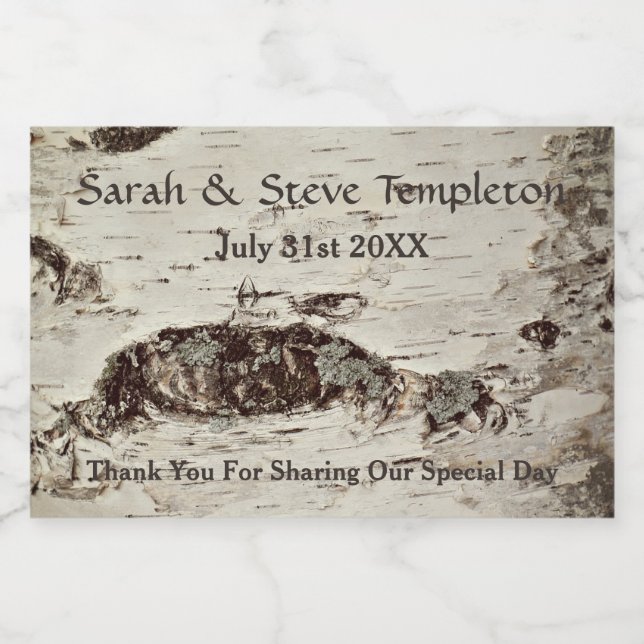 Birch Wood Wedding Mason Jar Labels (Single Label)