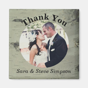 Birch Wood Wedding Thank You Photo Magnet