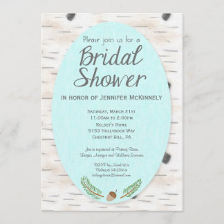 Birch Woodland Hand Drawn Bridal Shower Invitation