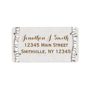 Birch Woods Rustic Address Label
