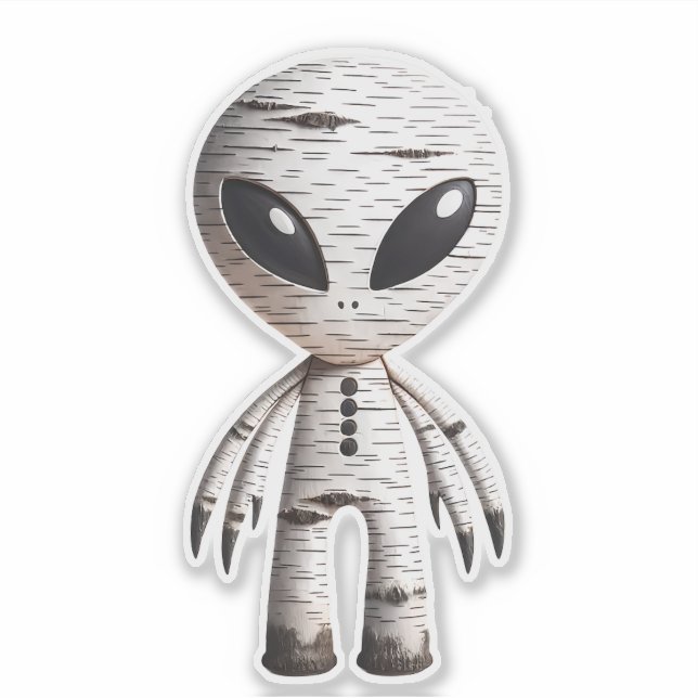 Birchbark Alien Sticker (Front)