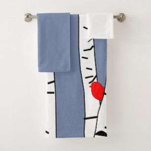 Birches and Birds Bath Towel Set