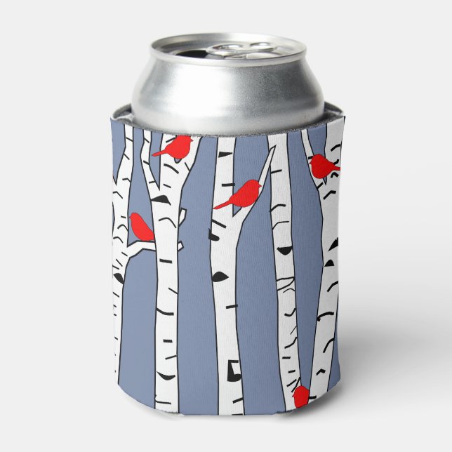 Birches and Birds Can Cooler (Can Front)