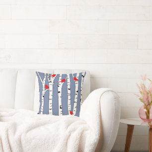Birches and Birds Cushion