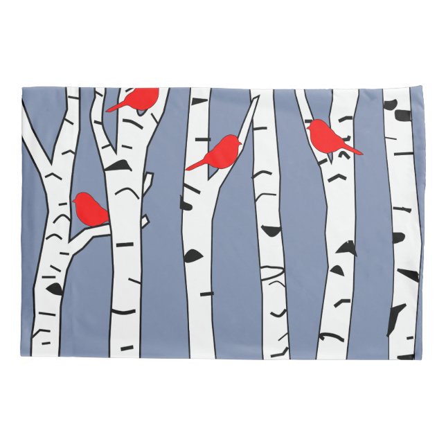 Birches and Birds Pillowcase (Back)