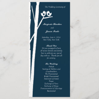 Birchtree Birds Wedding Program Blue Programme