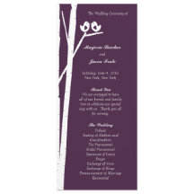 Birchtree Birds Wedding Program Purple