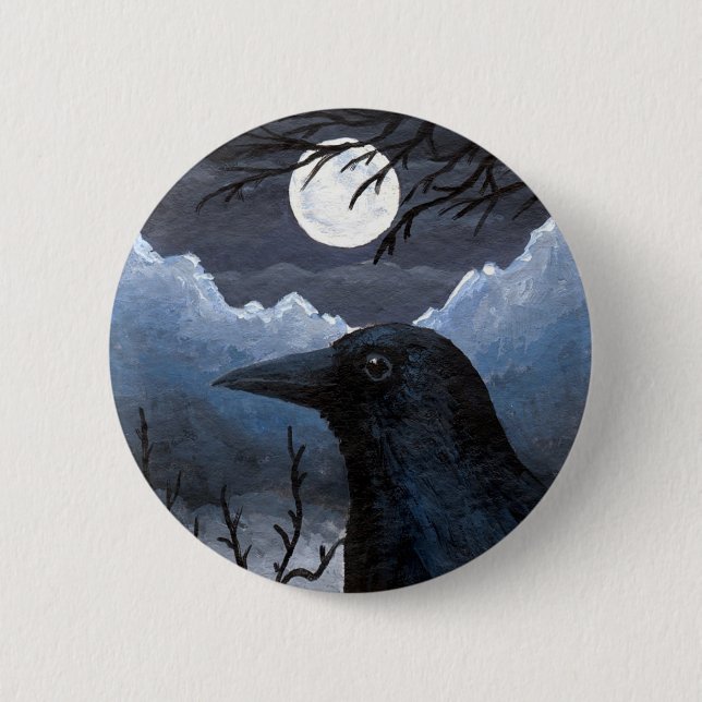 Bird 58 Crow Raven 6 Cm Round Badge (Front)